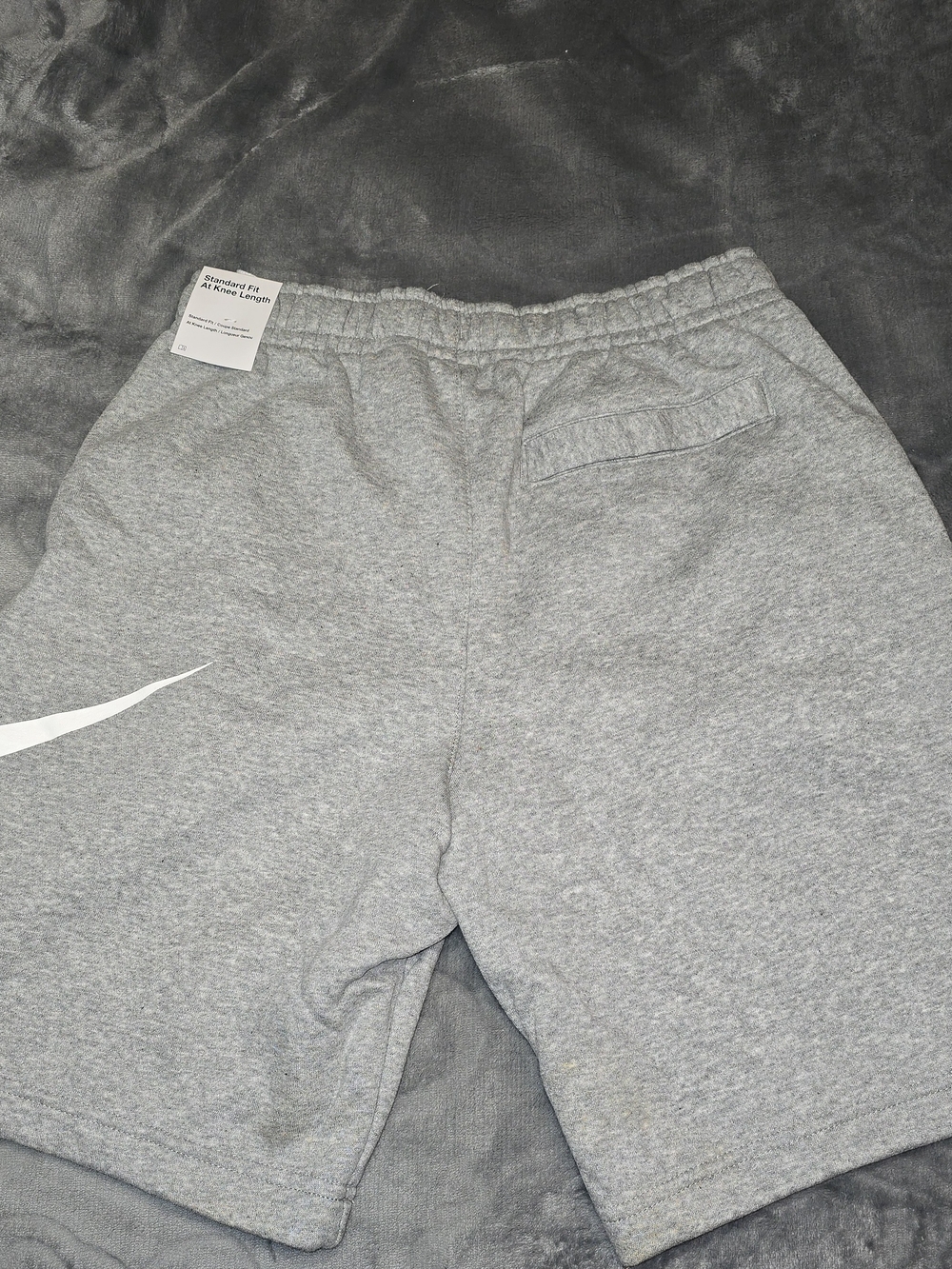 Men's Grey Athletic Shorts With A White Swoosh Standard Fit & Knee Length - Picture 4 of 8